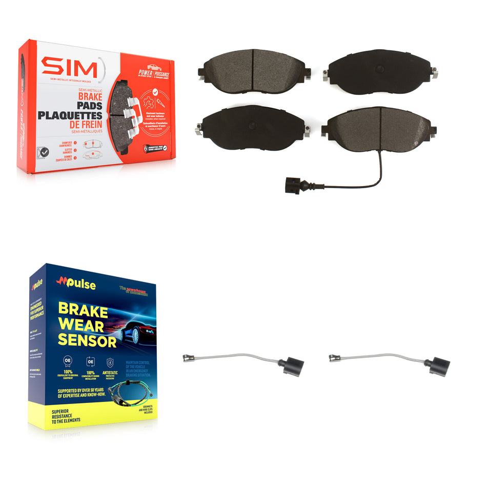 Front Semi-Metallic Brake Pad Extra Wear Sensor Kit For Volkswagen Tiguan Jetta Audi Q3 R KSW-100427