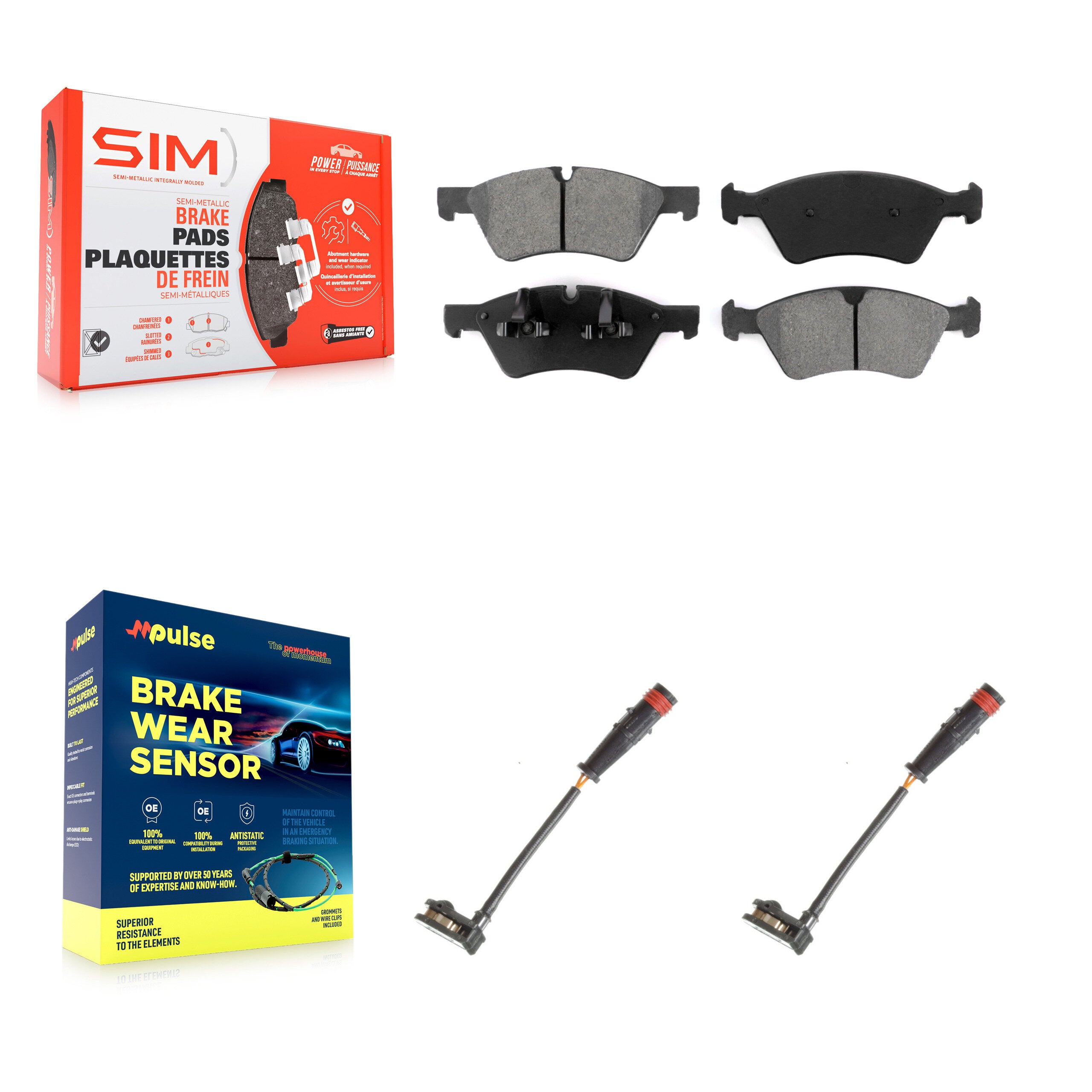 Front Semi-Metallic Brake Pads & Wear Sensor Kit For Mercedes-Benz ML350 R350 GL450 ML500 KSW-100435