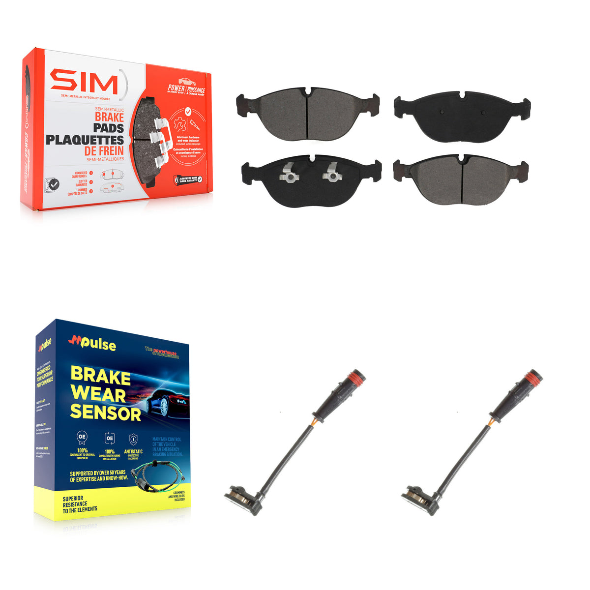 Front Semi-Metallic Disc Brake Pads And Wear Sensors Kit For Mercedes-Benz S500 S430 KSW-100436
