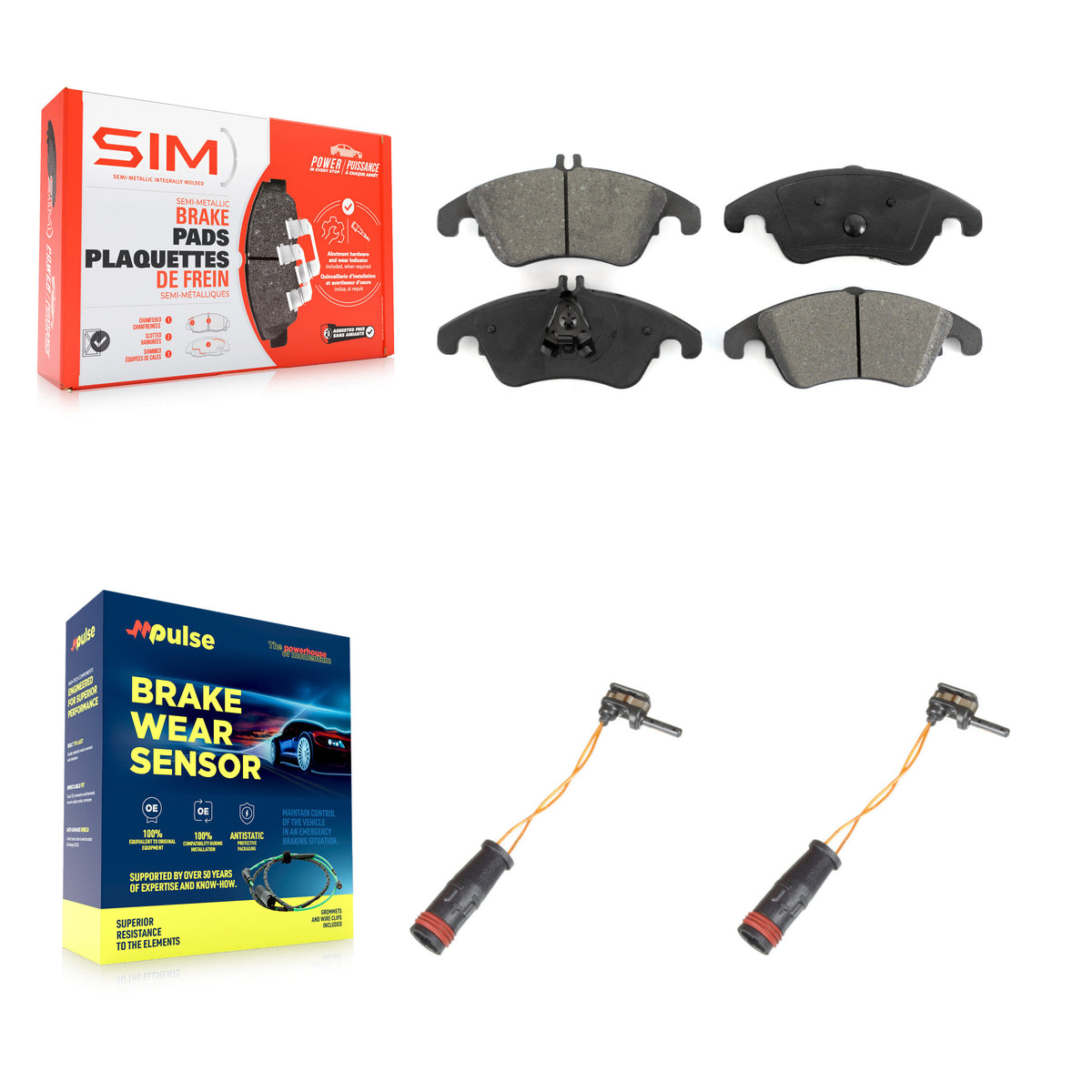 Front Semi-Metallic Brake Pads Wear Sensor Kit For Mercedes-Benz C300 E350 C350 E550 E250 KSW-100452
