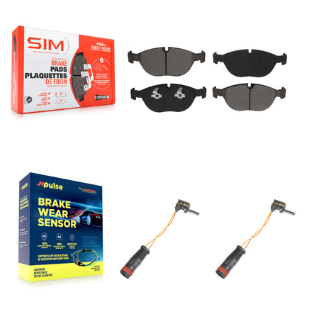 Front Semi-Metallic Disc Brake Pads And Wear Sensors Kit For 2006 Mercedes-Benz E350 AWD KSW-100455