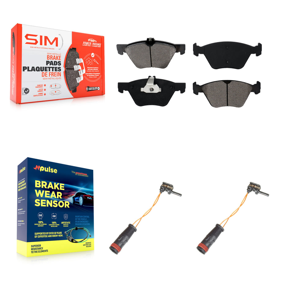 Front Semi-Metallic Disc Brake Pads And Wear Sensors Kit For Mercedes-Benz E350 E300 KSW-100457