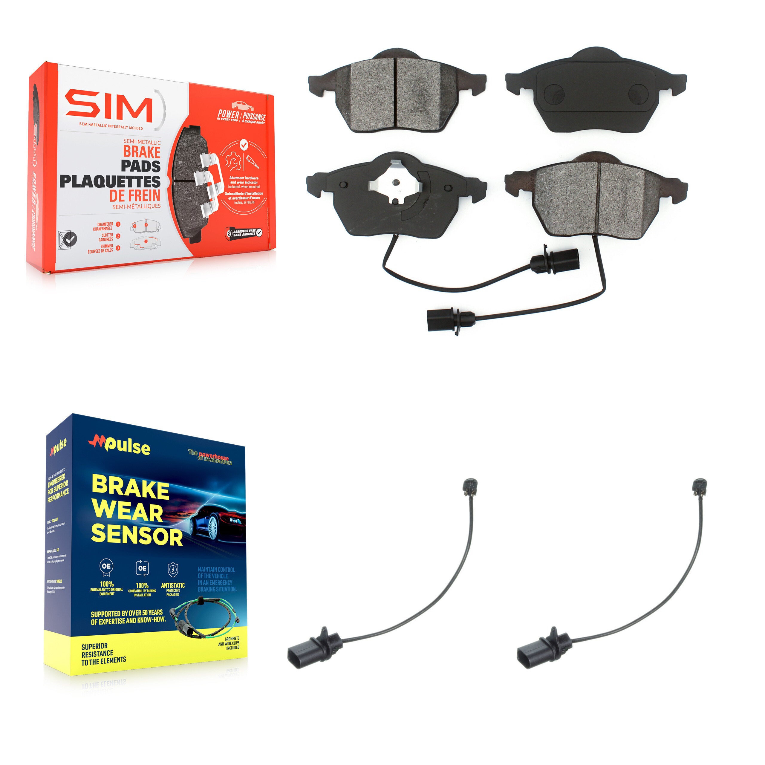 Front Semi-Metallic Disc Brake Pads And Extra Wear Sensors Kit For Volkswagen Passat KSW-100468