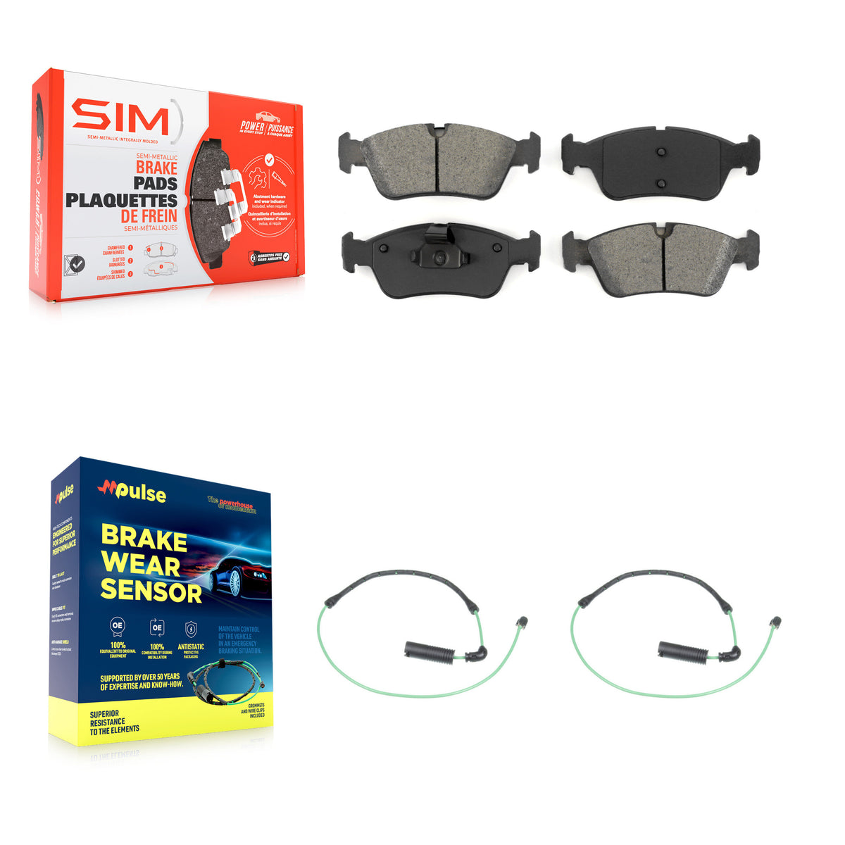 Front Semi-Metallic Disc Brake Pads And Wear Sensors Kit For 2001-2005 BMW 325xi 2.5L KSW-100485