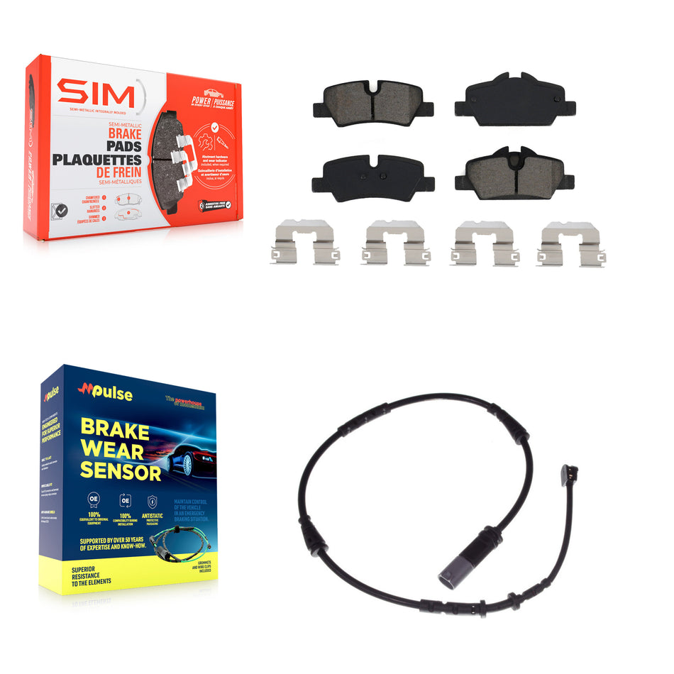 Rear Semi-Metallic Disc Brake Pads And Wear Sensors Kit For Mini Cooper KSW-100489