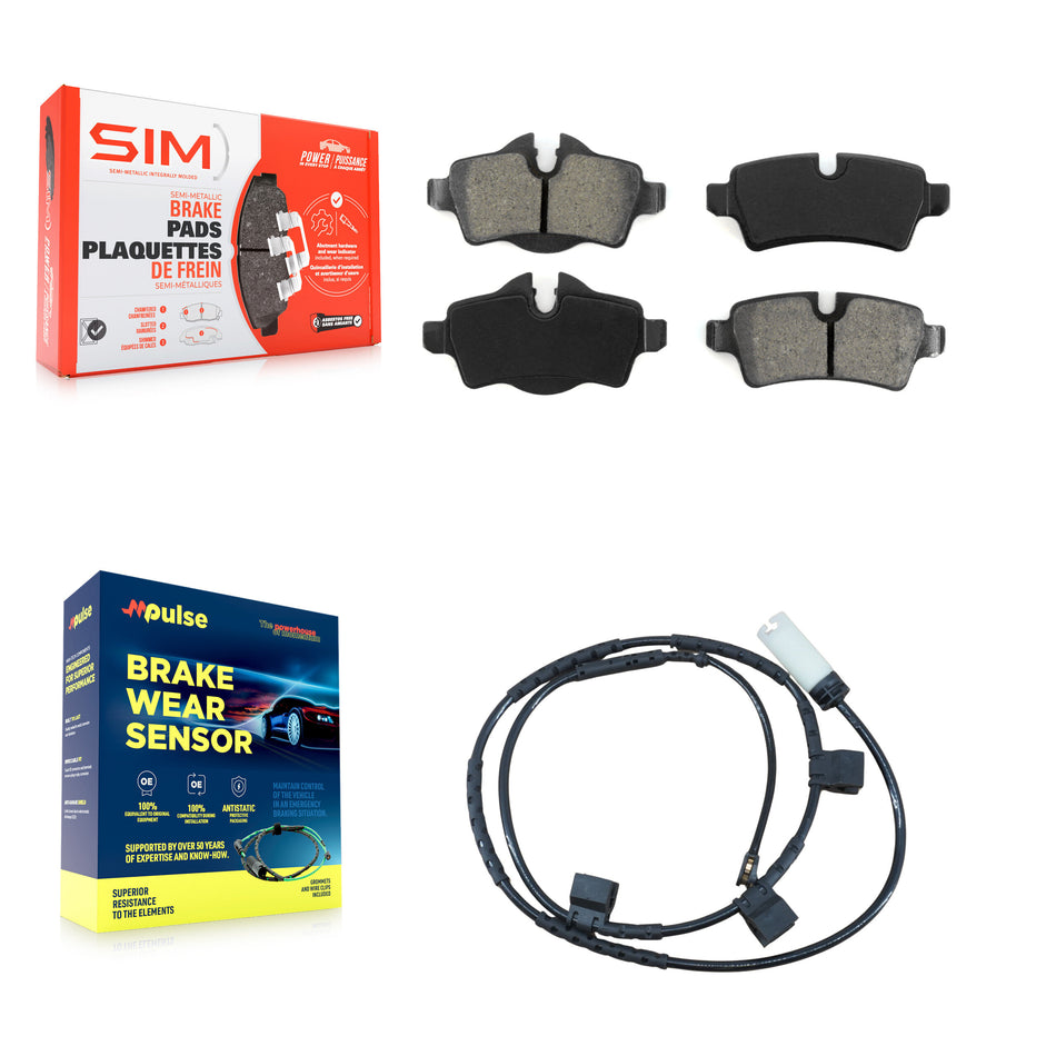 Rear Semi-Metallic Disc Brake Pads And Wear Sensors Kit For Mini Cooper 1.6L KSW-100490