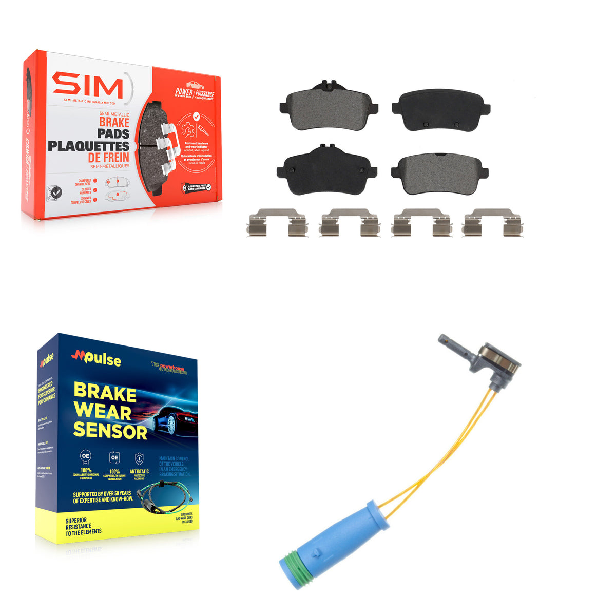 Rear Semi-Metallic Brake Pad & Wear Sensor Kit For 2014-2019 Mercedes-Benz CLA45 AMG 2.0L KSW-100493