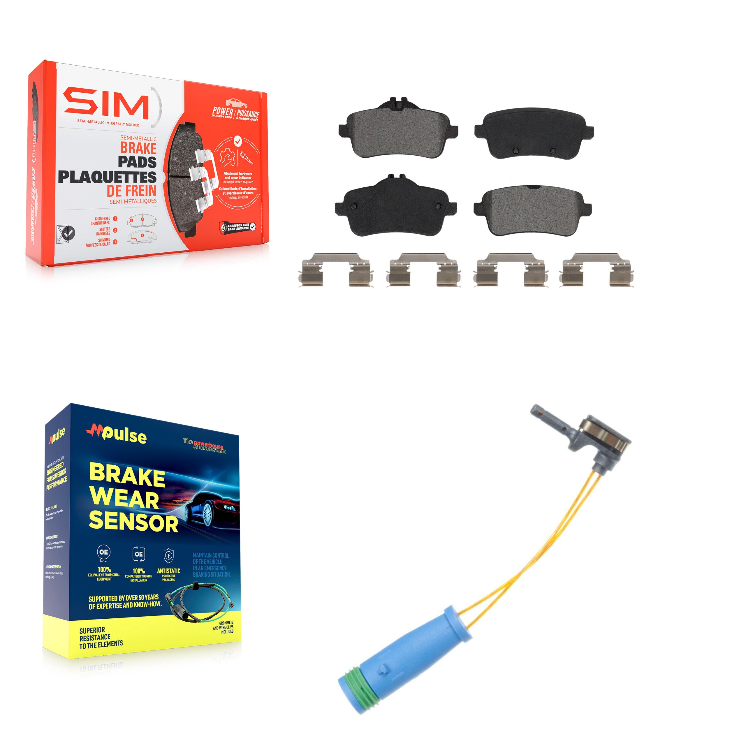 Rear Semi-Metallic Brake Pad & Wear Sensor Kit For 2014-2019 Mercedes-Benz CLA45 AMG 2.0L KSW-100493