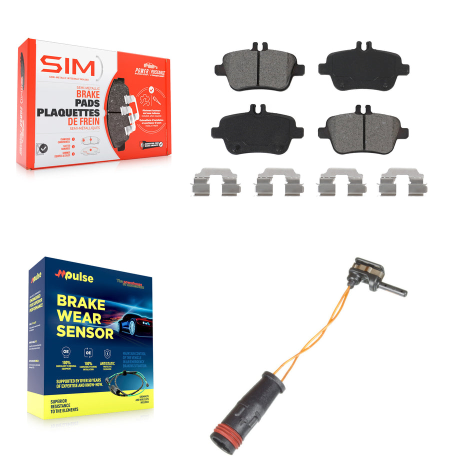 Rear Semi-Metallic Disc Brake Pads And Wear Sensors Kit For Mercedes-Benz SLK350 KSW-100495