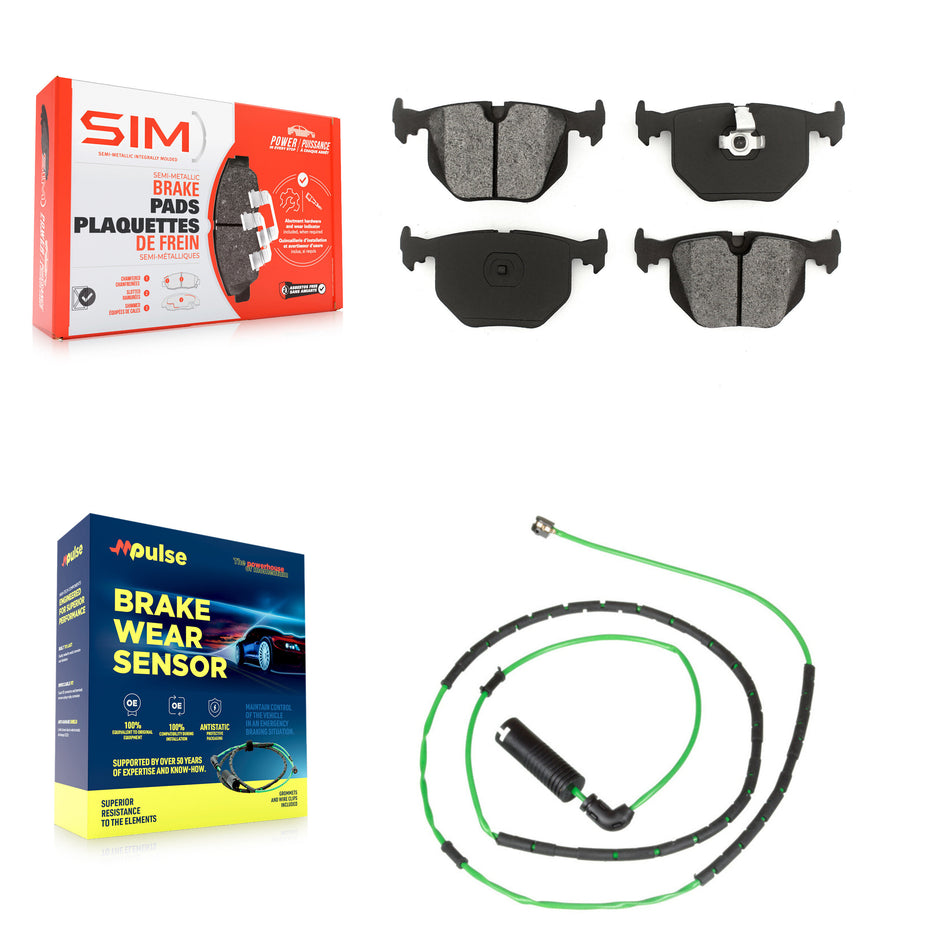 Rear Semi-Metallic Disc Brake Pad Wear Sensor Kit For BMW Z4 M Roadster Coupe with 3.2L KSW-100499
