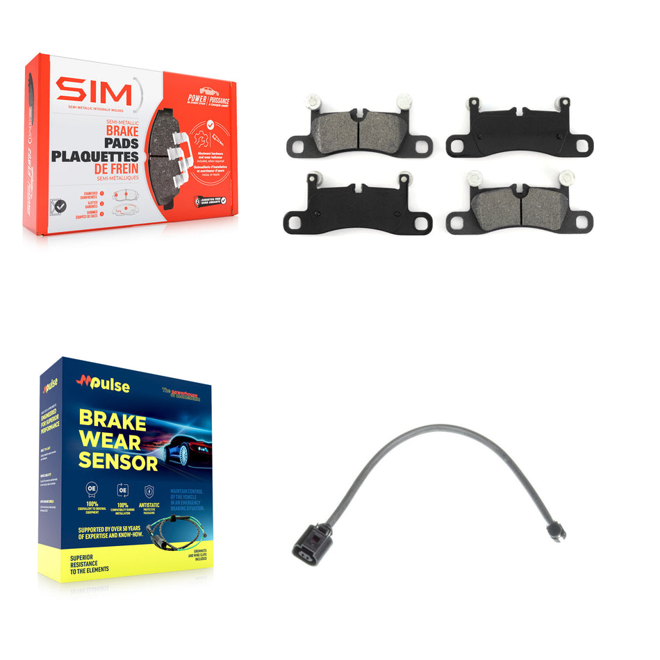 Rear Semi-Metallic Disc Brake Pads And Wear Sensors Kit For Porsche Cayenne with Harness KSW-100525