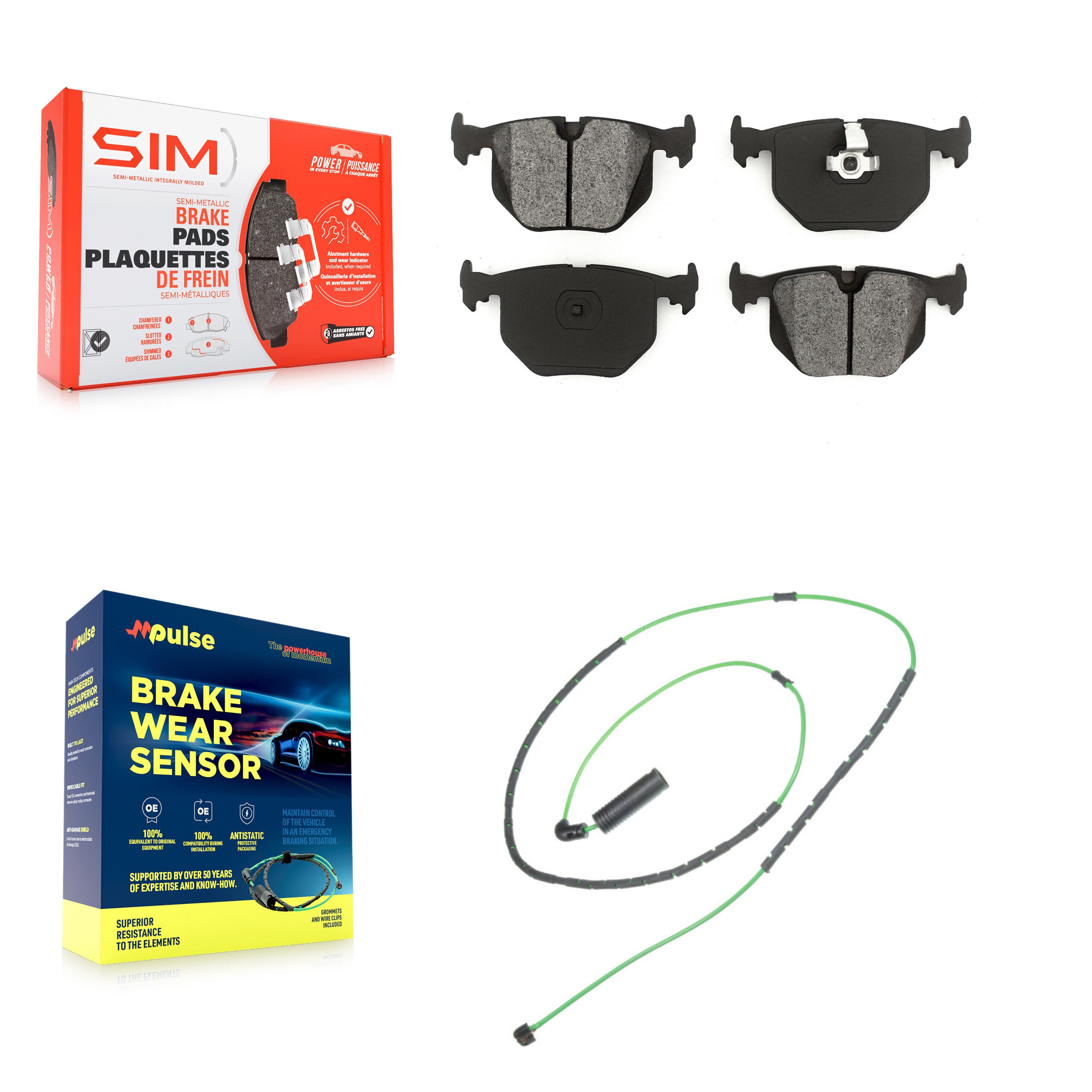 Rear Semi-Metallic Disc Brake Pads And Wear Sensors Kit For 2001-2006 BMW M3 3.2L KSW-100529