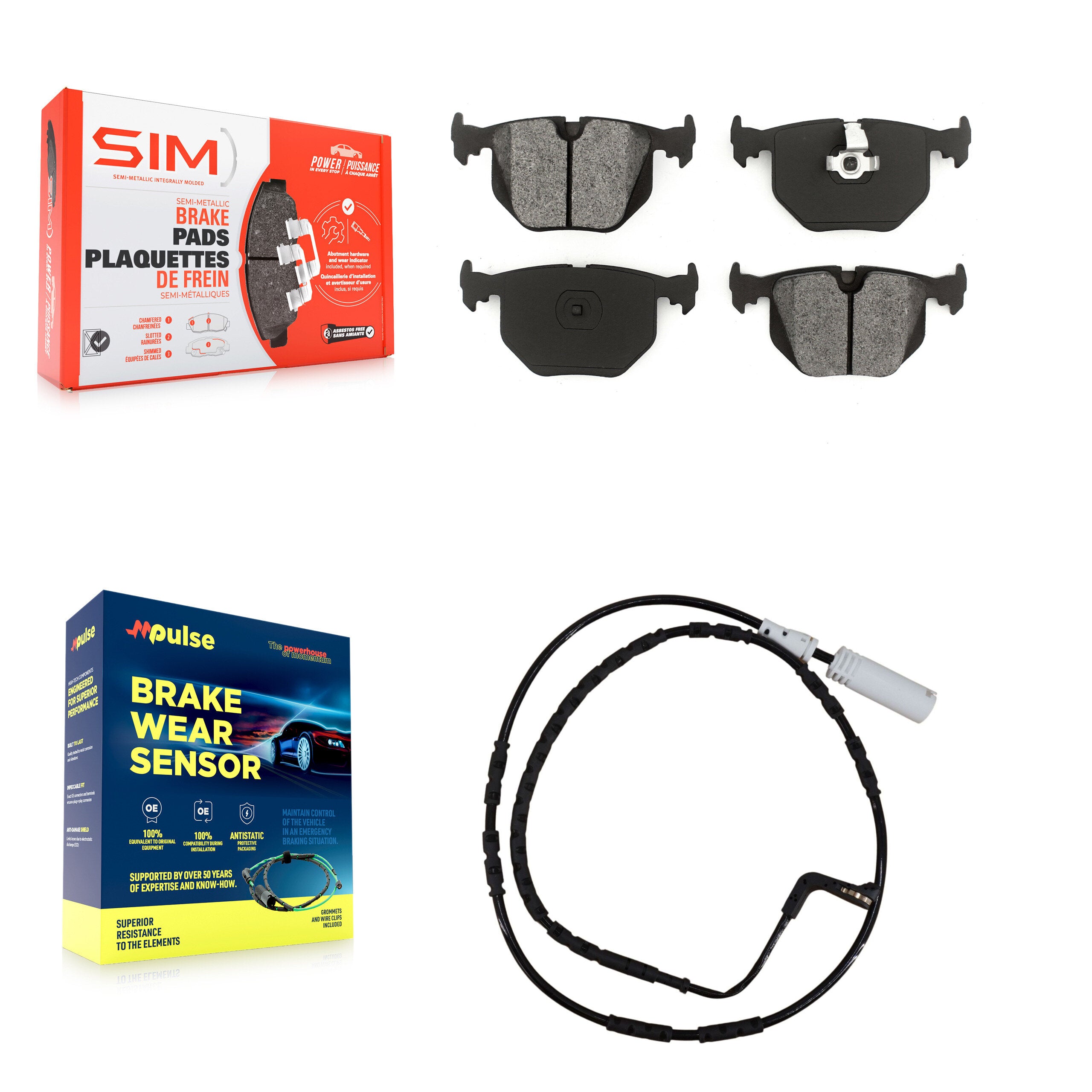 Rear Semi-Metallic Disc Brake Pads And Wear Sensors Kit For 2005 BMW 330xi 3.0L KSW-100533