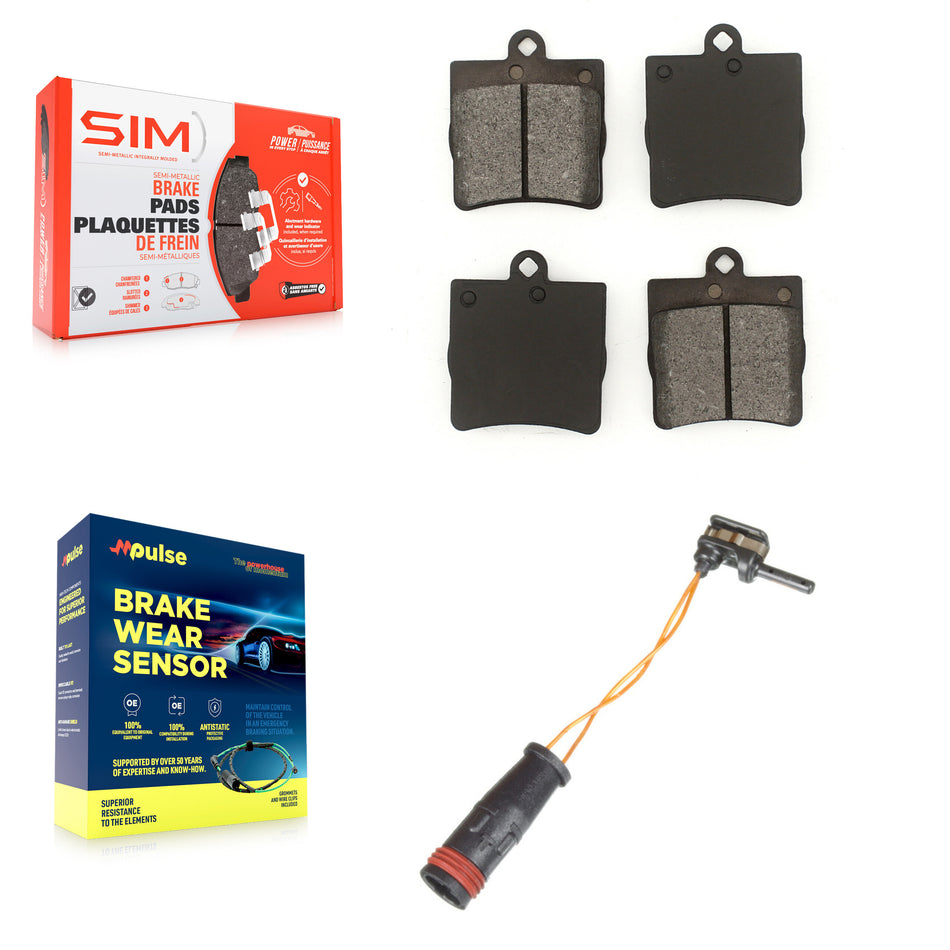 Rear Semi-Metallic Disc Brake Pads And Wear Sensors Kit For Mercedes-Benz C230 C240 KSW-100535