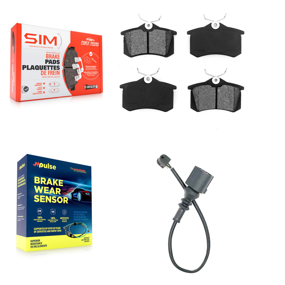 Rear Semi-Metallic Disc Brake Pads And Wear Sensors Kit For 2003-2006 Audi TT 1.8L KSW-100538