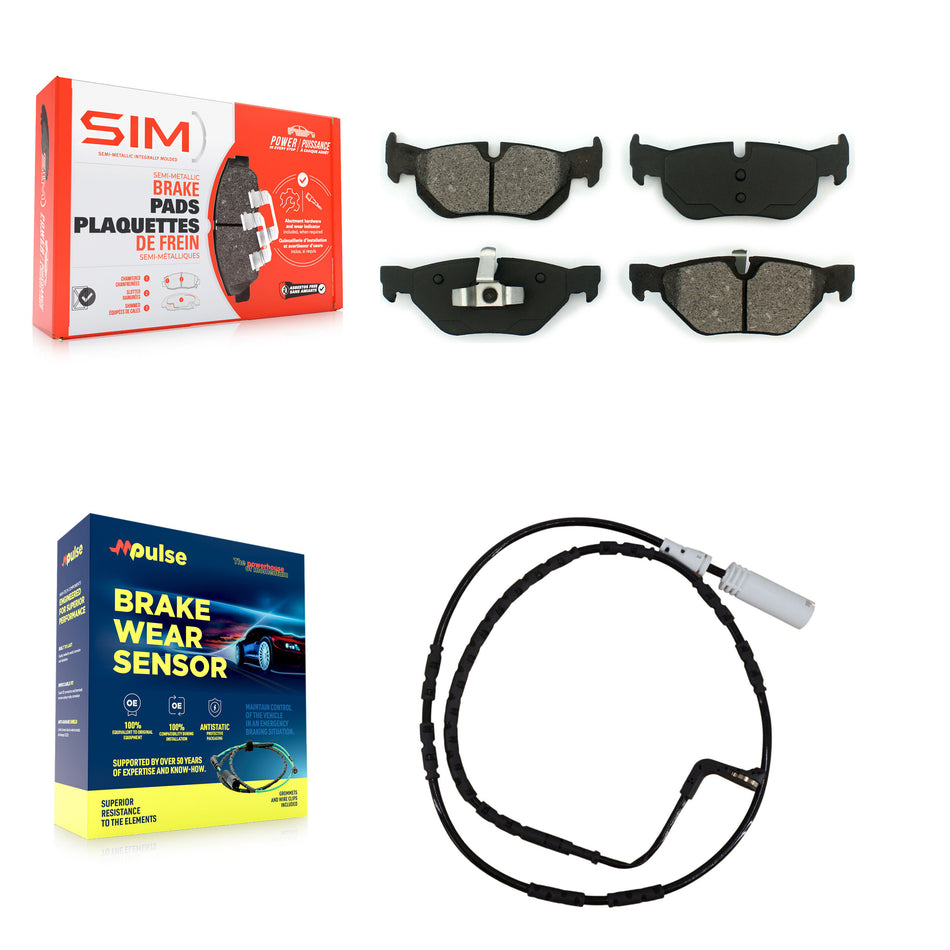 Rear Semi-Metallic Brake Pad And Wear Sensor Kit For BMW 323i 328i 128i xDrive 328xi 325i KSW-100544