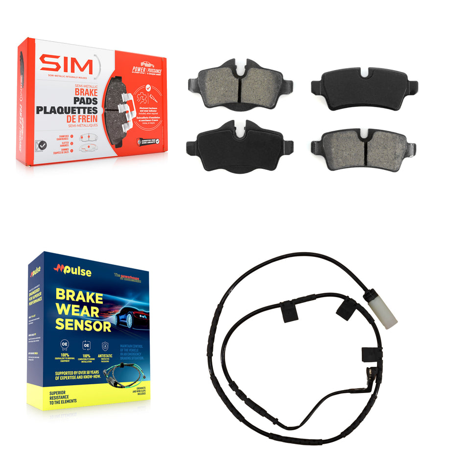 Rear Semi-Metallic Disc Brake Pads And Wear Sensors Kit For Mini Cooper KSW-100551