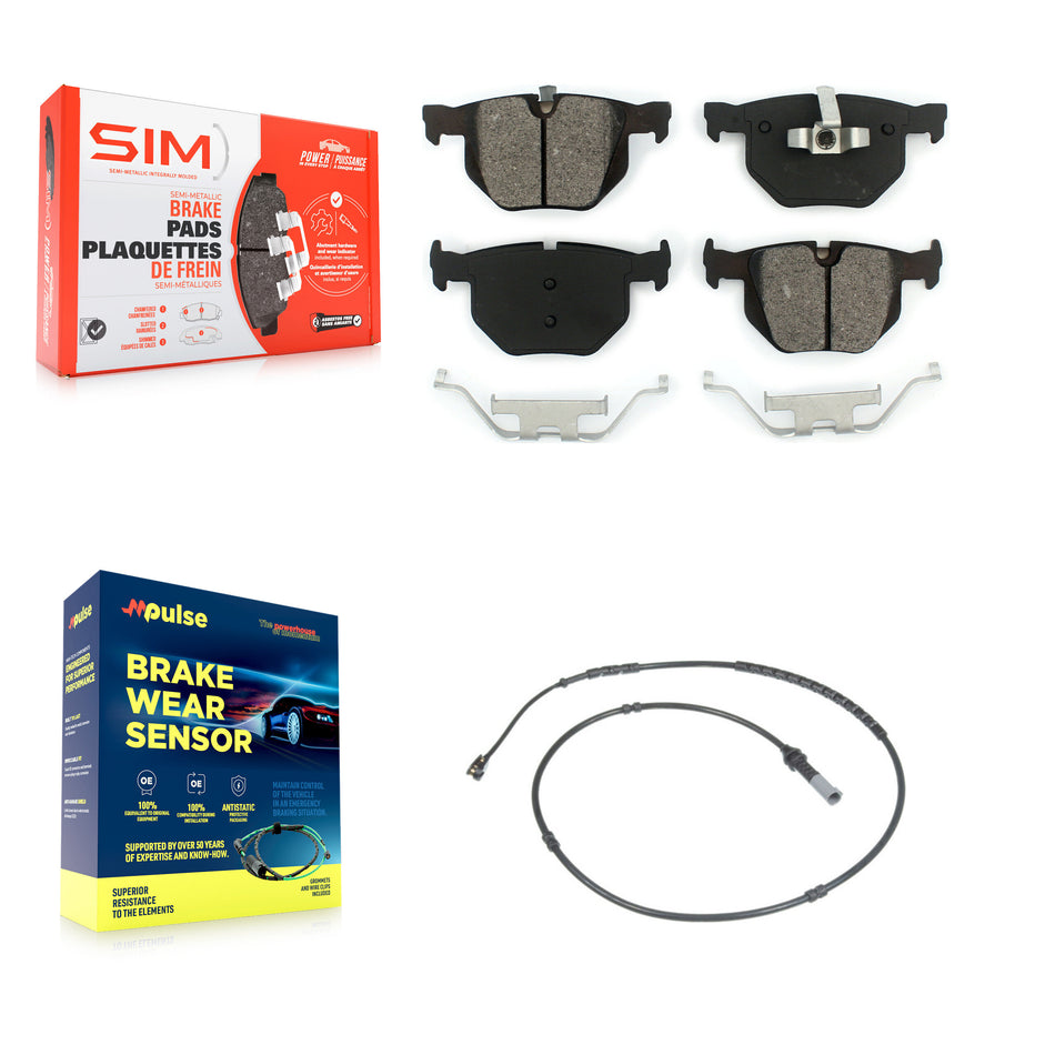 Rear Semi-Metallic Disc Brake Pads And Wear Sensors Kit For BMW 335i xDrive KSW-100553