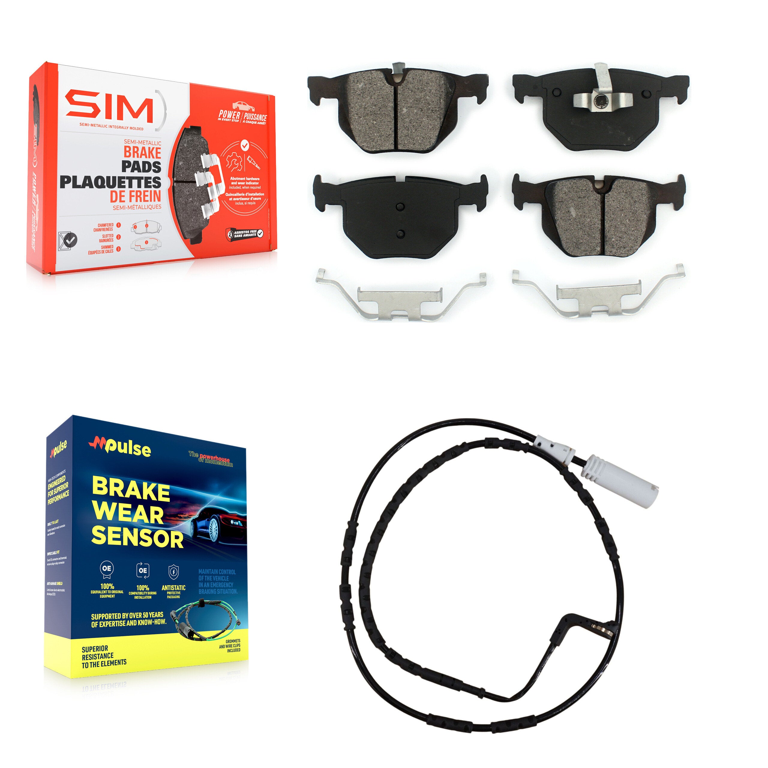 Rear Semi-Metallic Brake Pads & Wear Sensor Kit For BMW 335i xDrive 335xi 330i 330xi 335d KSW-100554