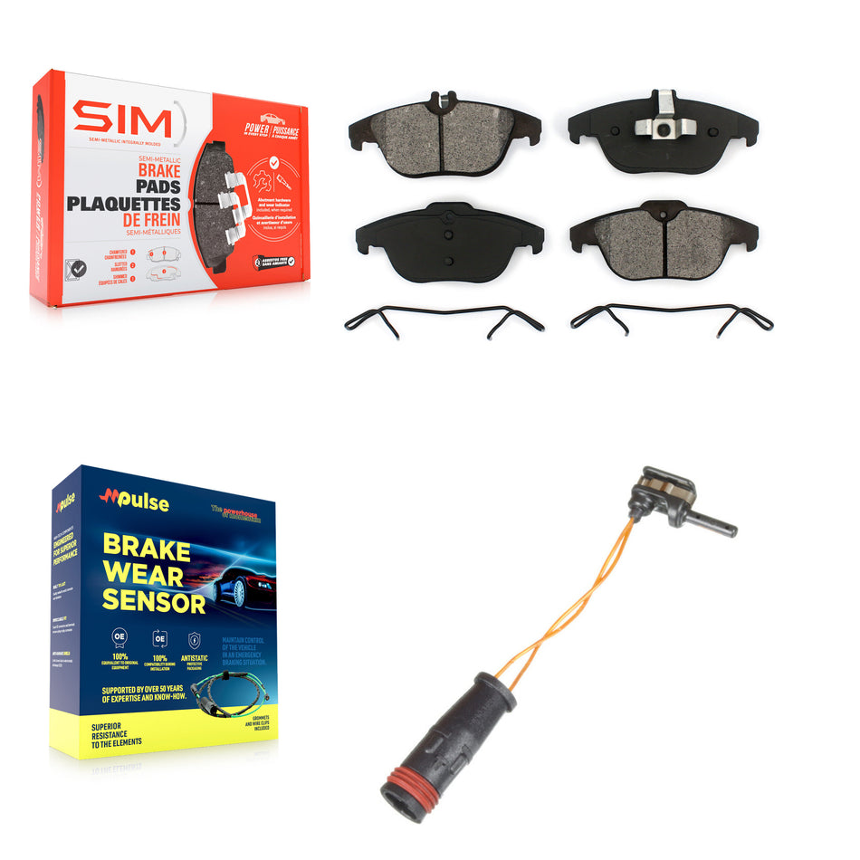 Rear Semi-Metallic Brake Pads & Wear Sensor Kit For Mercedes-Benz C300 GLK350 GLK250 E350 KSW-100555