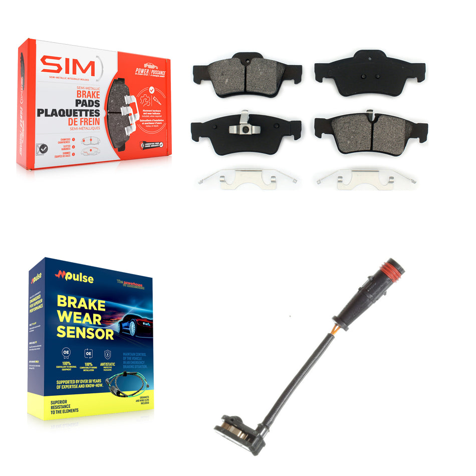 Rear Semi-Metallic Brake Pad & Wear Sensor Kit For Mercedes-Benz ML350 R350 G63 AMG GL450 KSW-100559