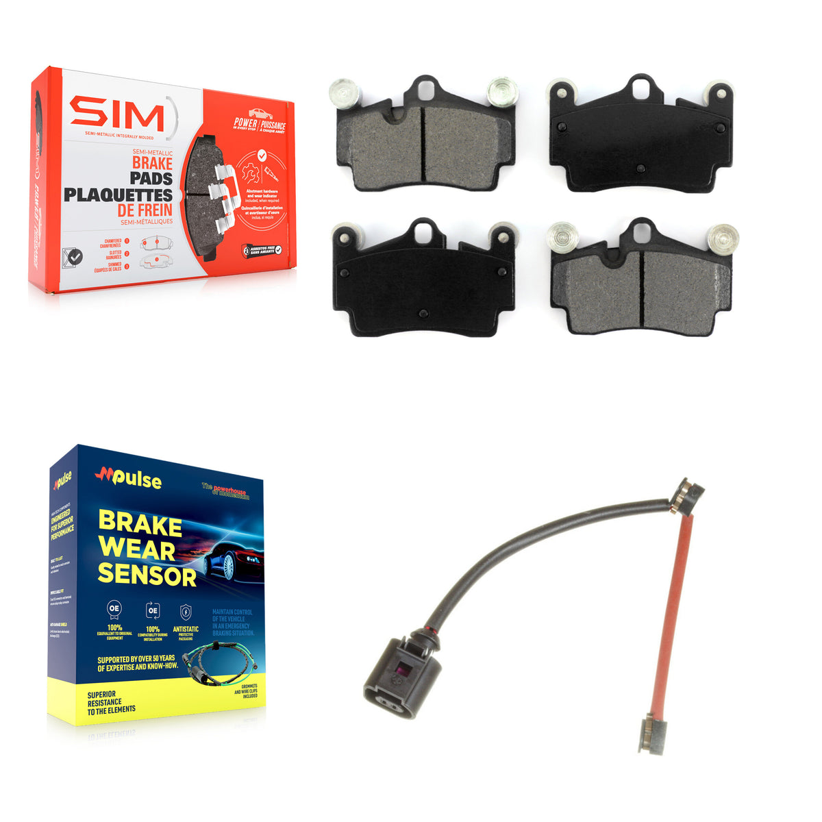 Rear Semi-Metallic Disc Brake Pads Wear Sensor Kit For Audi Q7 Porsche Cayenne Volkswagen KSW-100563