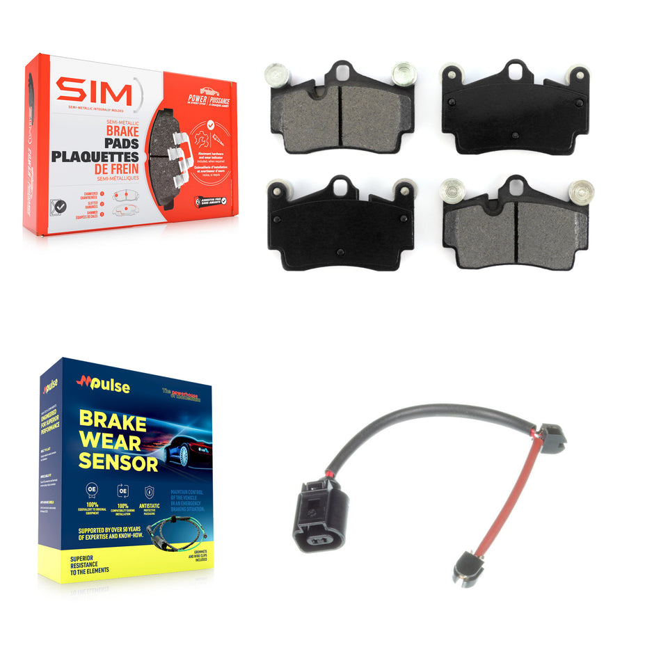 Rear Semi-Metallic Disc Brake Pads And Wear Sensors Kit For Porsche Cayenne KSW-100565