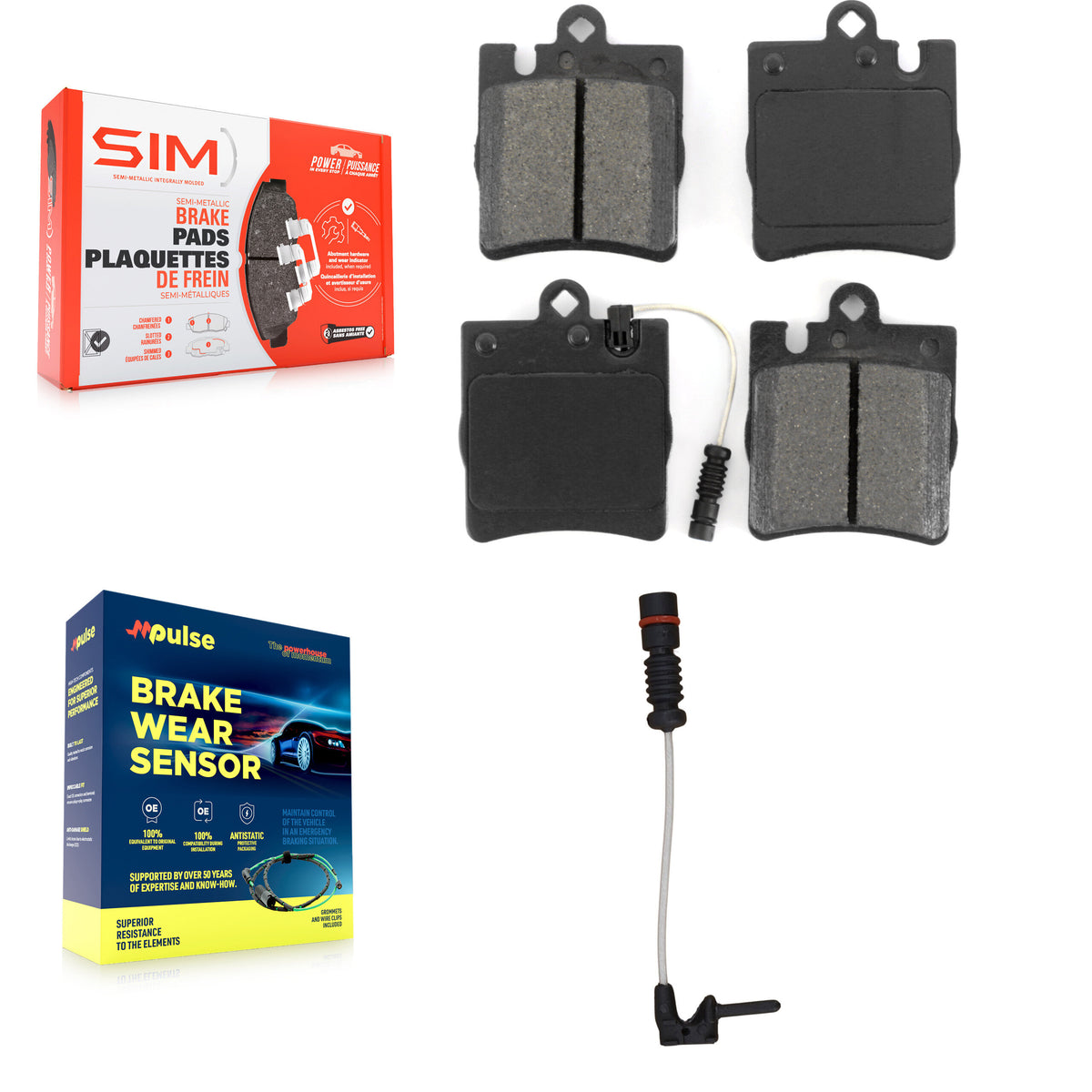 Rear Semi-Metallic Brake Pad And Extra Wear Sensor Kit For Mercedes-Benz E320 CLK320 E430 KSW-100566