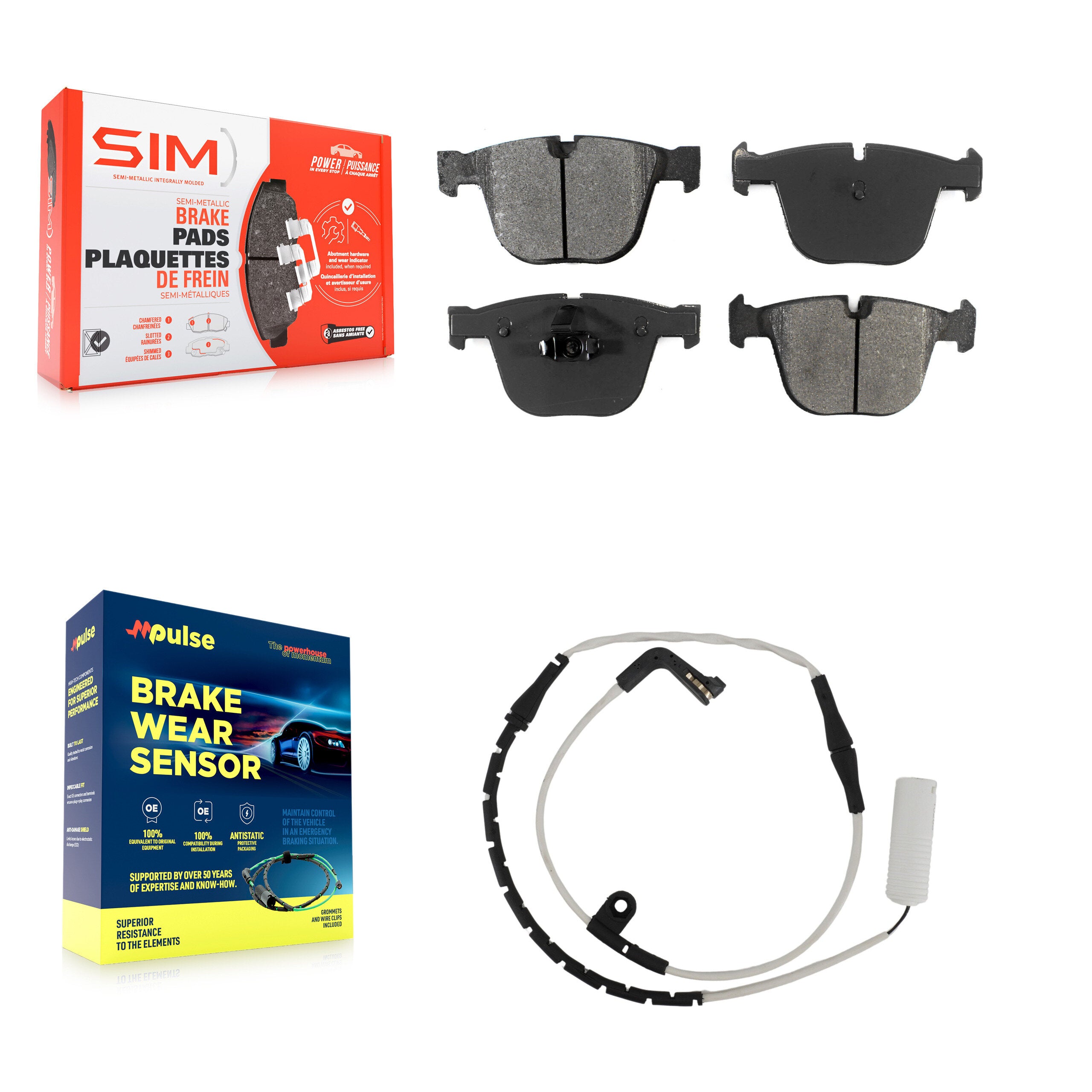 Rear Semi-Metallic Brake Pad & Wear Sensor Kit For BMW 750i 750Li 745i 745Li 760Li Alpina KSW-100570