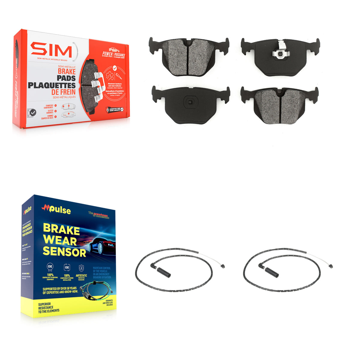 Rear Semi-Metallic Disc Brake Pads And Wear Sensors Kit For 2004-2010 BMW X3 KSW-100579