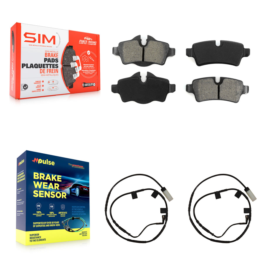 Rear Semi-Metallic Disc Brake Pads And Wear Sensors Kit For Mini Cooper KSW-100585