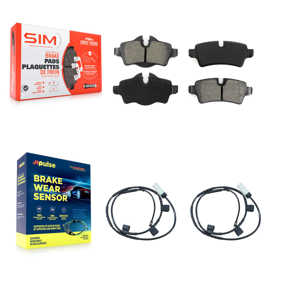 Rear Semi-Metallic Disc Brake Pads And Wear Sensors Kit For Mini Cooper 1.6L KSW-100590