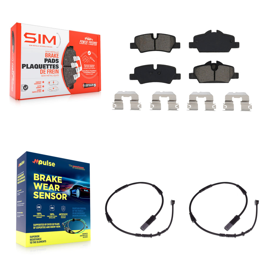 Rear Semi-Metallic Disc Brake Pads And Wear Sensors Kit For Mini Cooper KSW-100591