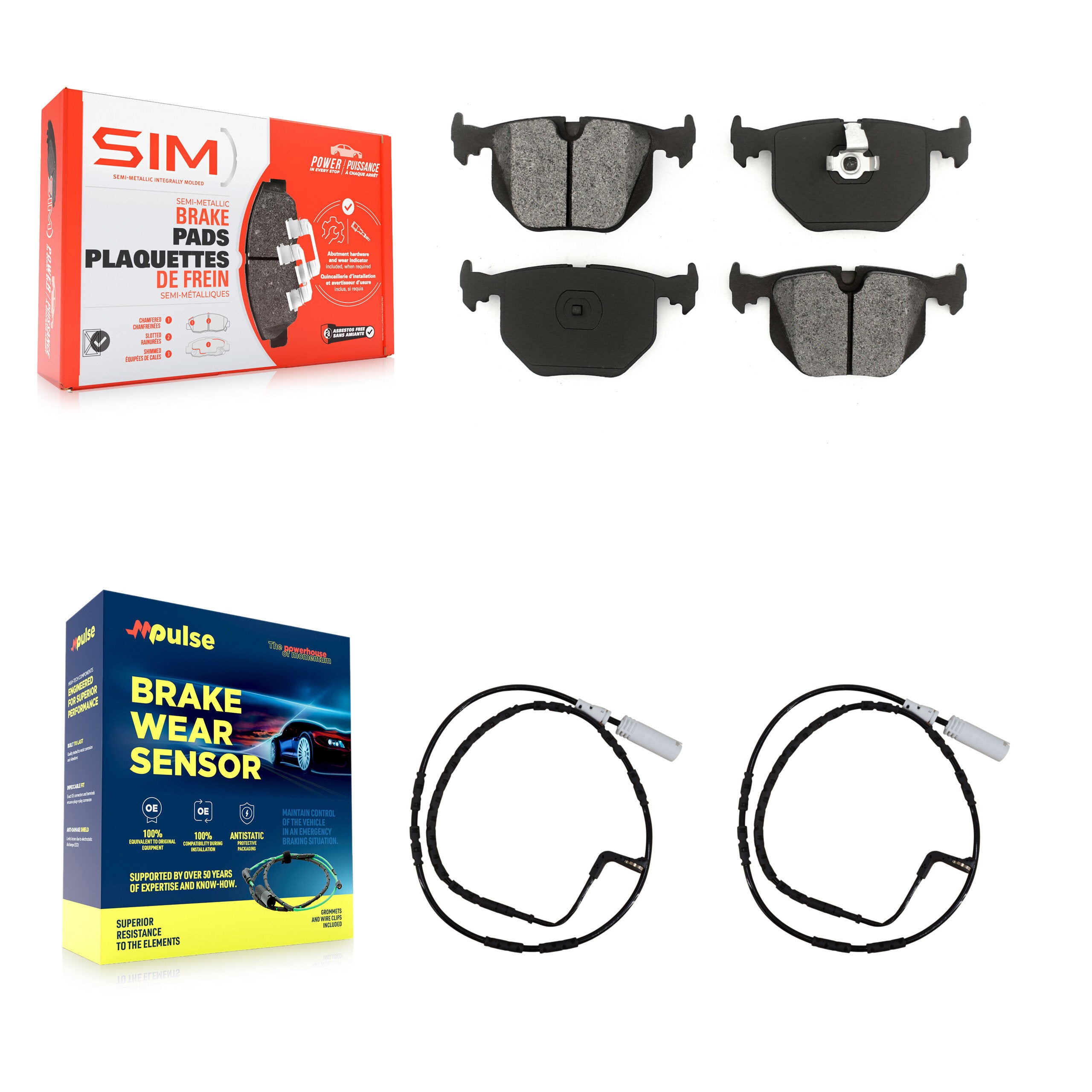 Rear Semi-Metallic Disc Brake Pads And Wear Sensors Kit For 2005 BMW 330xi 3.0L KSW-100596