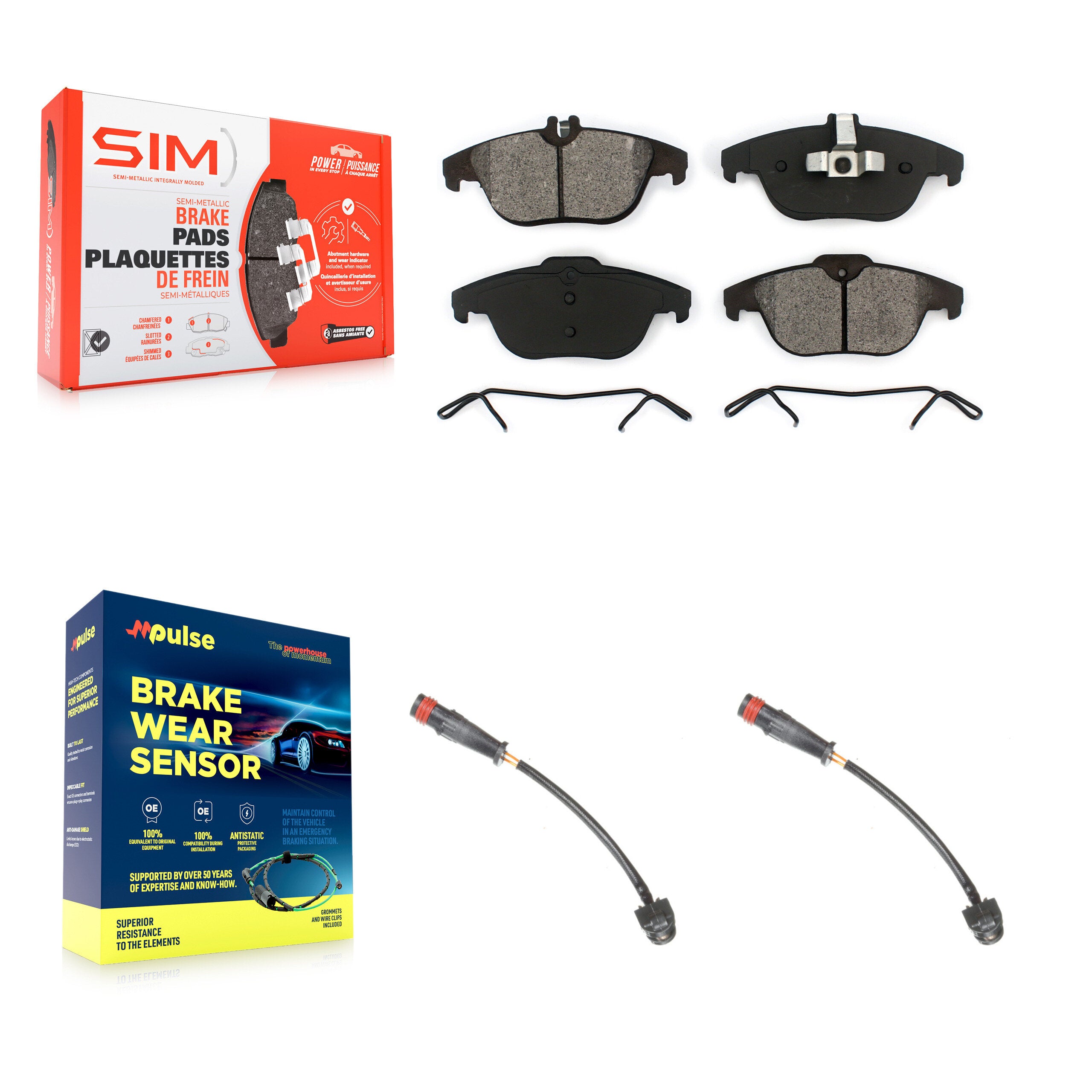 Rear Semi-Metallic Disc Brake Pad And Wear Sensor Kit For 2011 Mercedes-Benz C63 AMG 6.3L KSW-100615