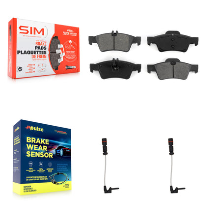 Rear Semi-Metallic Brake Pads Wear Sensor Kit For 2003 Mercedes-Benz E320 Sedan with 3.2L KSW-100619