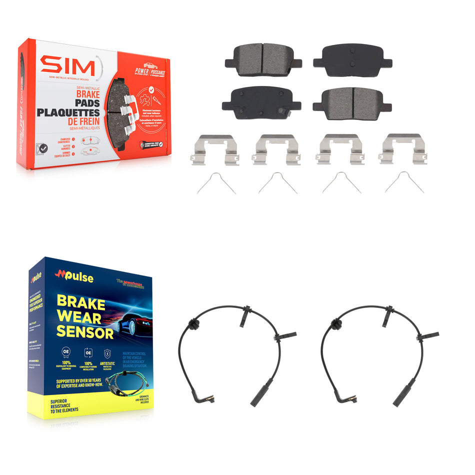 Rear Semi-Metallic Disc Brake Pads And Wear Sensors Kit For Cadillac CT6 KSW-100621
