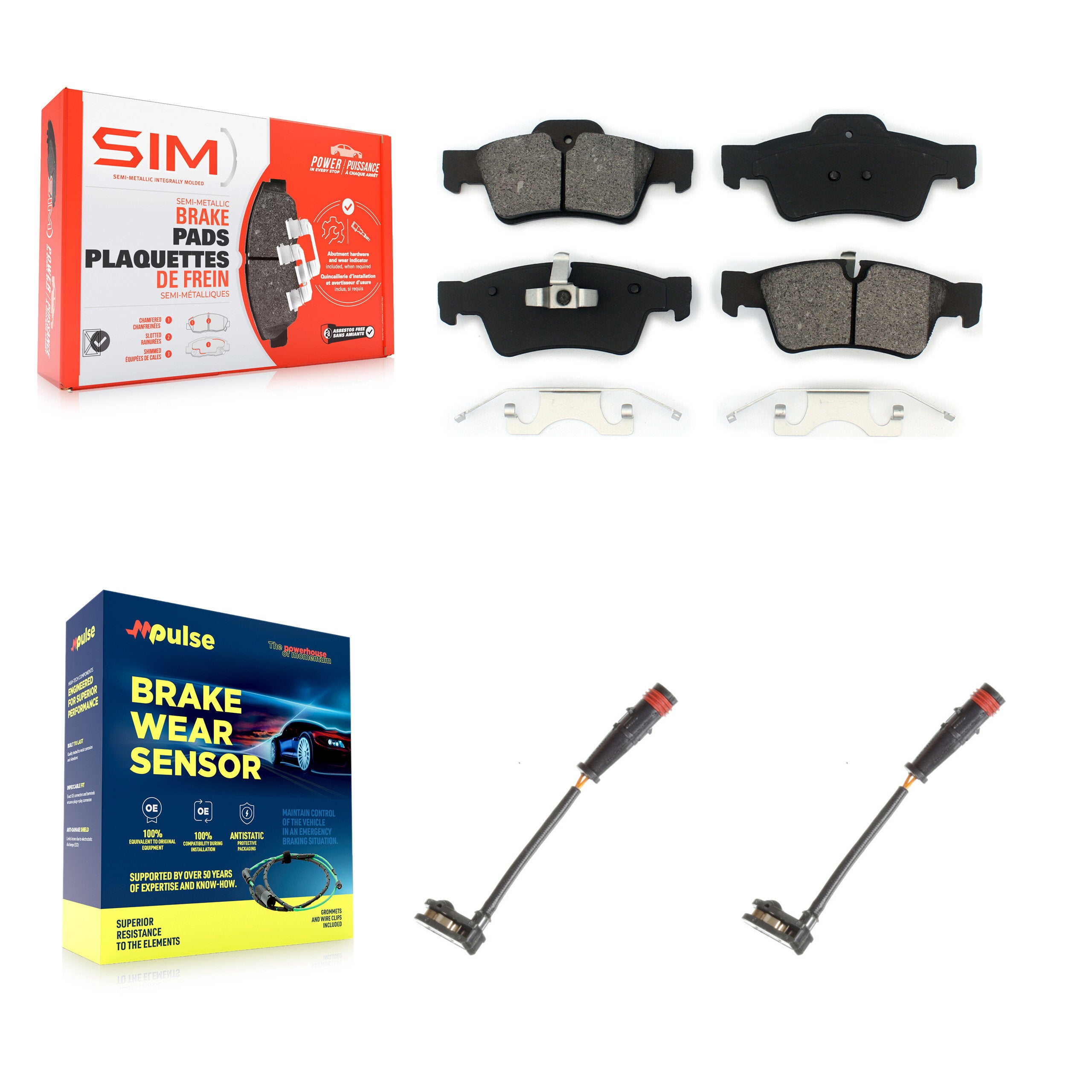 Rear Semi-Metallic Brake Pad & Wear Sensor Kit For Mercedes-Benz ML350 R350 G63 AMG GL450 KSW-100626
