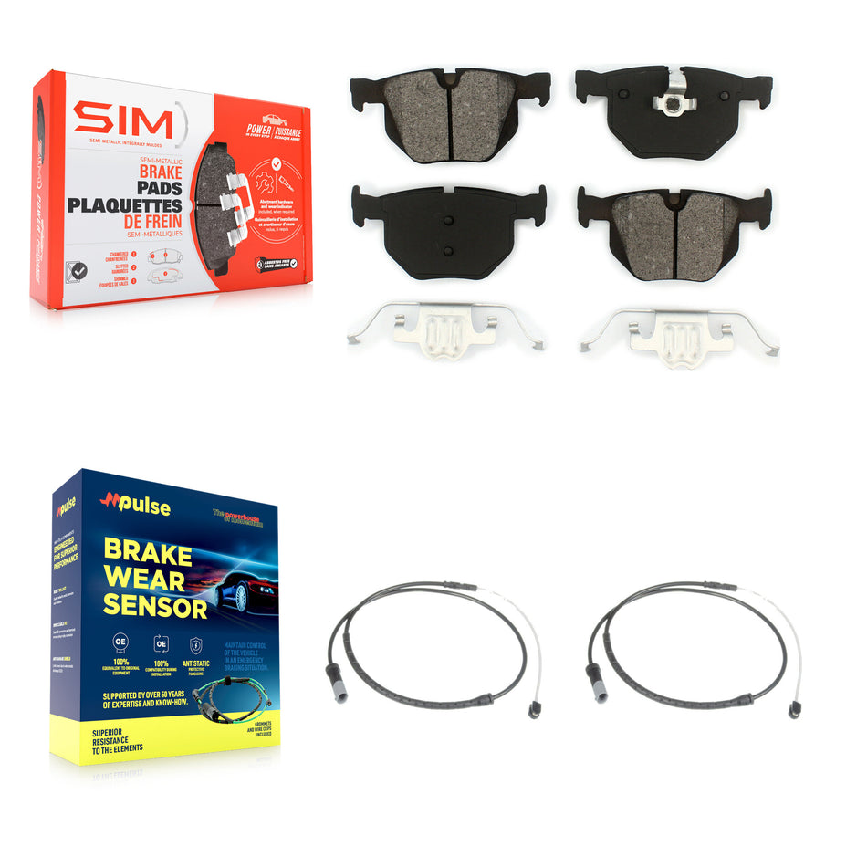 Rear Semi-Metallic Disc Brake Pads And Wear Sensors Kit For BMW X5 X6 KSW-100631