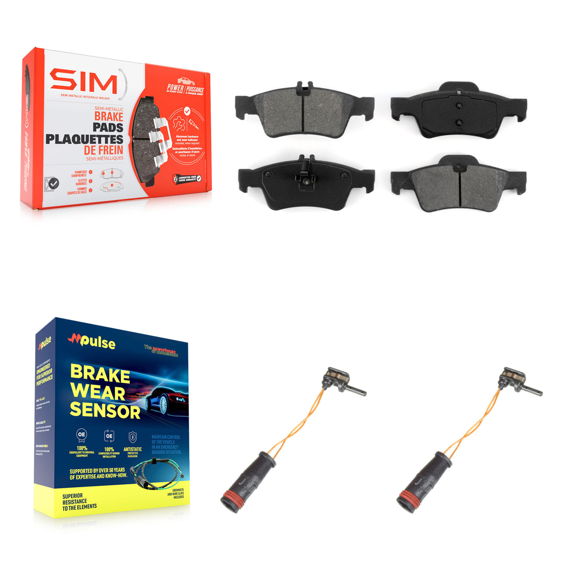 Rear Semi-Metallic Brake Pads Wear Sensor Kit For Mercedes-Benz E350 E550 S550 E400 SL500 KSW-100635
