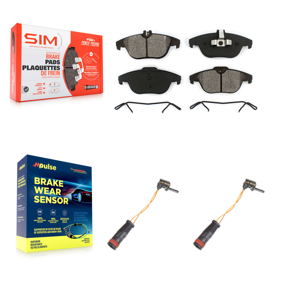 Rear Semi-Metallic Brake Pads & Wear Sensor Kit For Mercedes-Benz C300 GLK350 GLK250 E350 KSW-100636