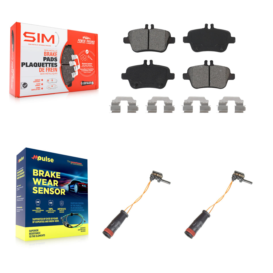 Rear Semi-Metallic Disc Brake Pads And Wear Sensors Kit For Mercedes-Benz SLK350 KSW-100638