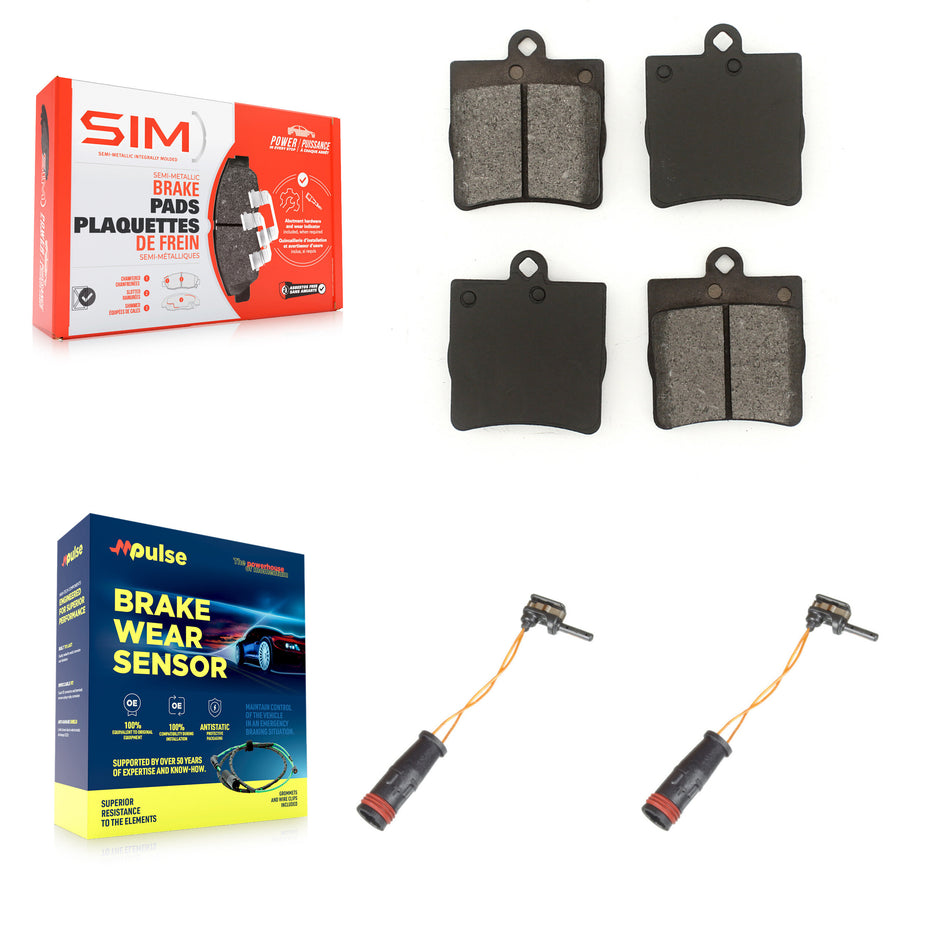 Rear Semi-Metallic Disc Brake Pads And Wear Sensors Kit For Mercedes-Benz C230 C240 KSW-100639