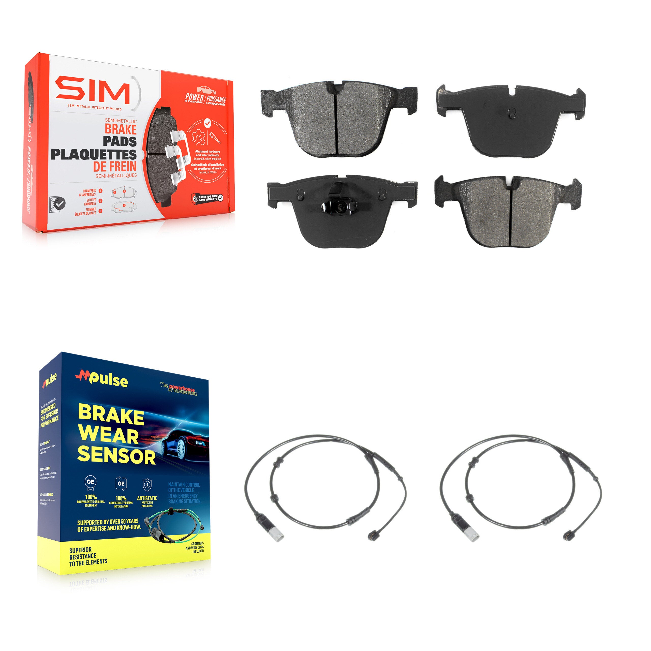 Rear Semi-Metallic Brake Pads Wear Sensor Kit For BMW 750i xDrive 750Li 740Li Alpina B7 7 KSW-100642