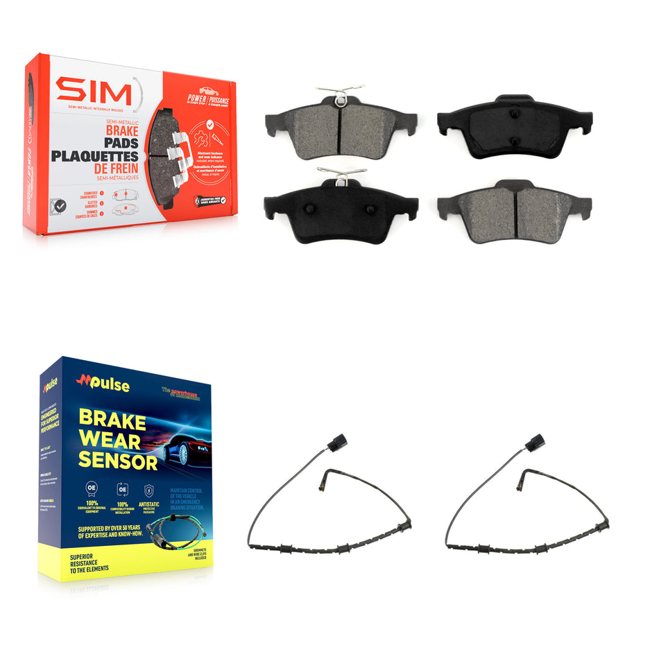 Rear Semi-Metallic Disc Brake Pads And Wear Sensors Kit For Jaguar XJ From VIN #V90866 KSW-100645