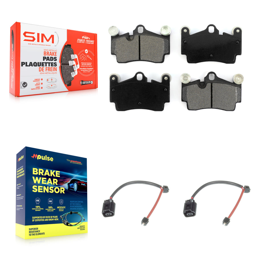 Rear Semi-Metallic Disc Brake Pads And Wear Sensors Kit For Porsche Cayenne KSW-100647