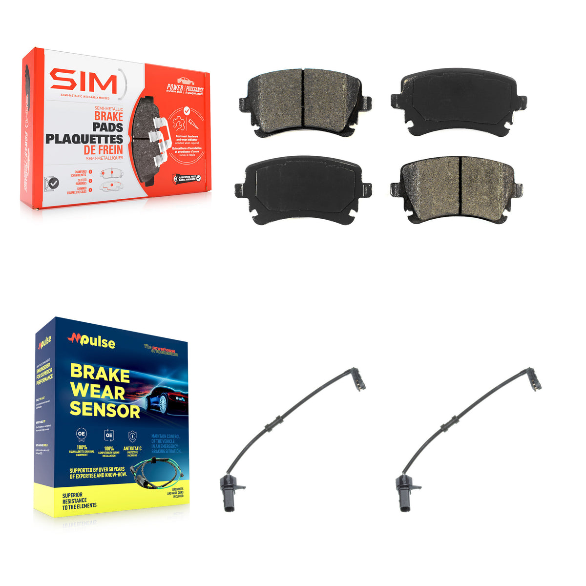 Rear Semi-Metallic Disc Brake Pads And Wear Sensor Kit For 2010 Audi A8 Quattro 6.0L/4.2L KSW-100654