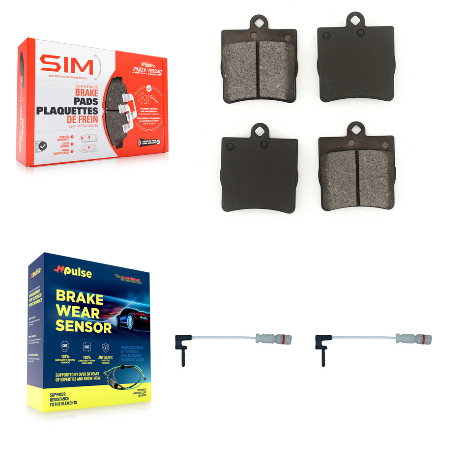 Rear Semi-Metallic Disc Brake Pads And Wear Sensors Kit For Chrysler Crossfire KSW-100664