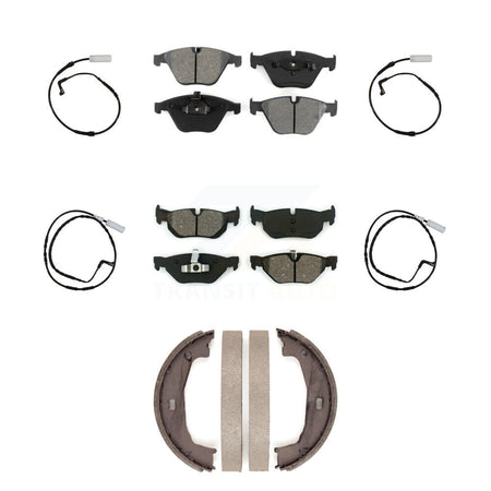 Front Rear Semi-Metallic Disc Brake Pads And Wear Sensors Kit (7Pc) For BMW 328i 323i KSW-100695