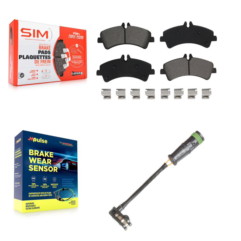 Rear Semi-Metallic Disc Brake Pads And Wear Sensors Kit For Freightliner Sprinter 3500 KSW-100703